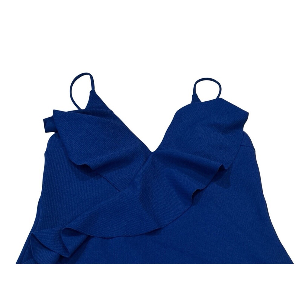 NWT Cupshe Women's One Piece‎ Ruffle Wrap Textured Blue Swimsuit Size XL - Picture 4 of 7